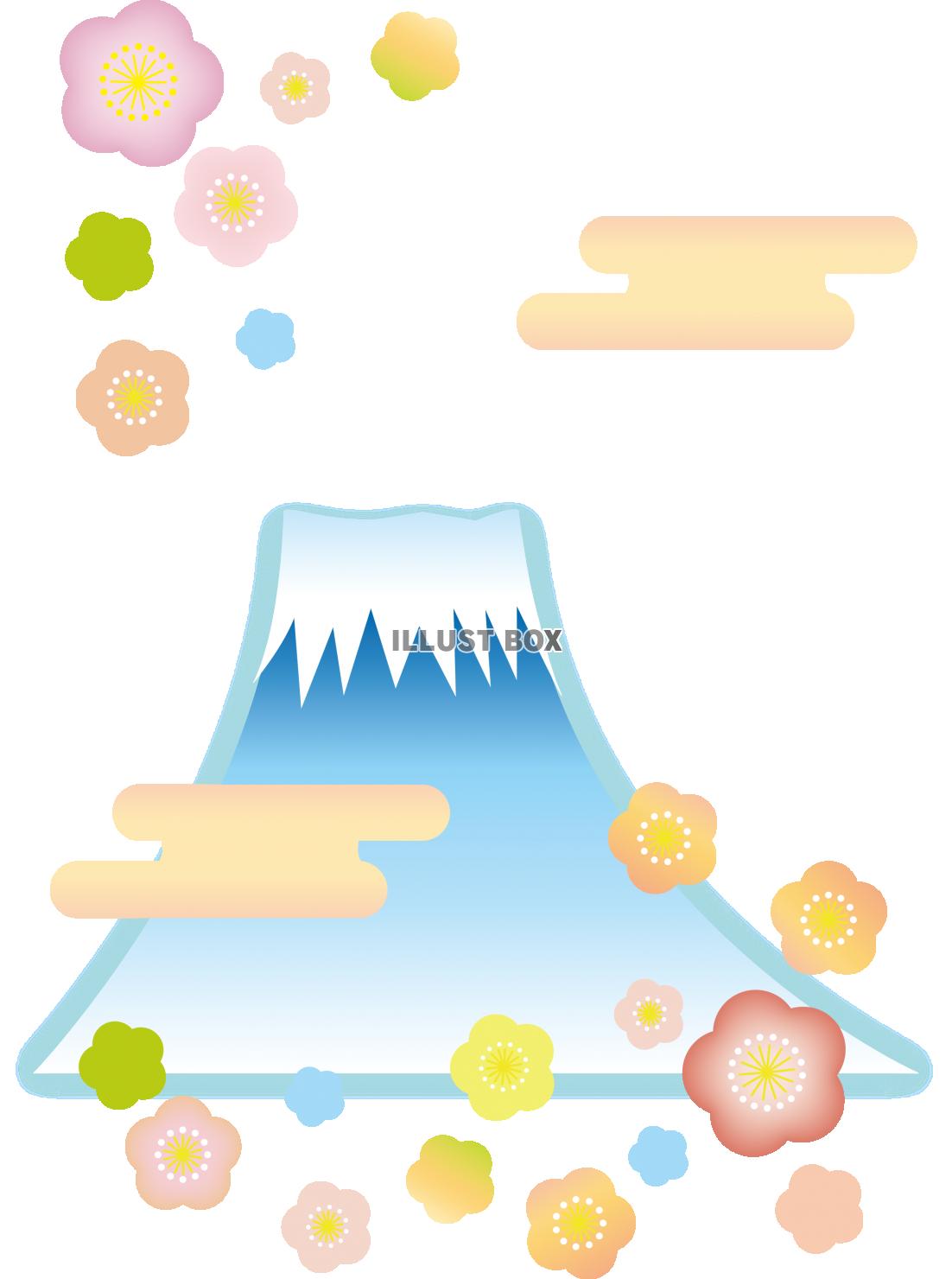 無料イラスト 富士山と梅の花 透過png