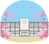 桜と学校【透過PNG】