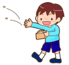 節分・豆まきをしている男の子のイラスト【透過PNG】