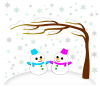 雪だるまと雪降る丘【透過PNG】【EPS】