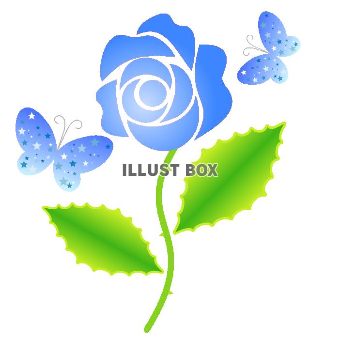 青い薔薇と蝶々【透過PNG】【EPS】