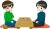 囲碁をする男の子【透過PNG】