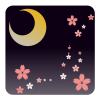 漆黒の夜 金色の月 薄紅の桜 [透過PNG]