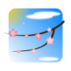 桜の枝と青空[透過PNG]