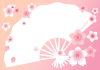 桜の扇フレーム　透過PNG
