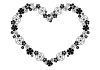 桜の白黒枠・ハート