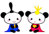 ひな祭り お内裏様とお雛様（パンダ）[透過PNG]