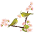 【透過PNGイラスト】　桜の花とメジロ（目白）03　（ウグイスではありません）