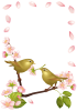 【枠・フレーム素材　透過PNG】　桜の花とウグイス（鶯）01