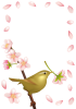 【枠・フレーム素材　透過PNG】　桜の花とウグイス（鶯）02