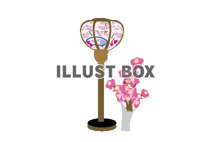 おひな様のぼんぼりと梅の花のPNG透過画像