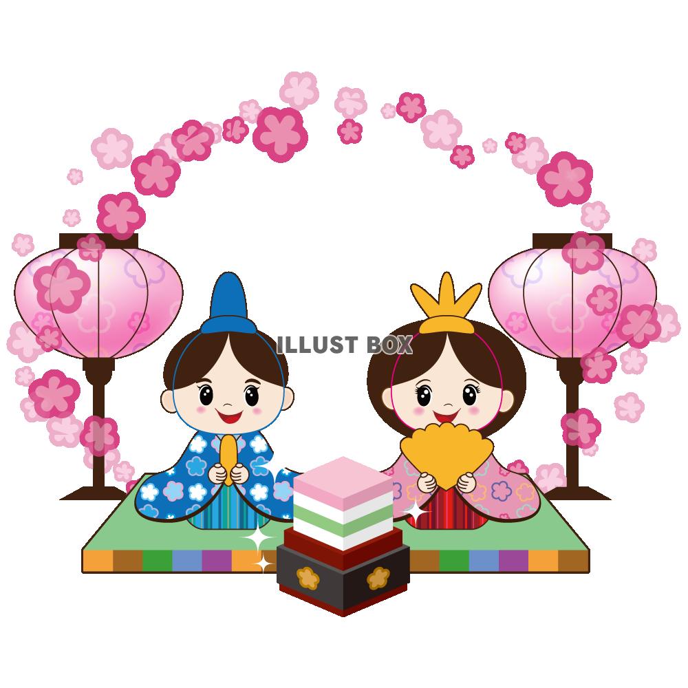 【ワンポイントイラスト】ひな祭り　おだいり様とおひな様02　...