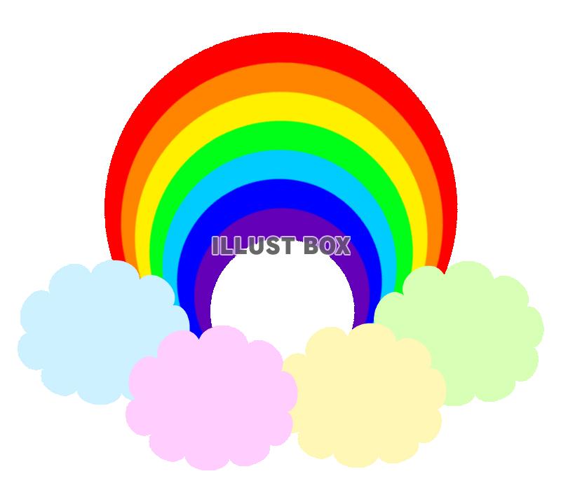 無料イラスト 虹とカラフルな雲 透過png
