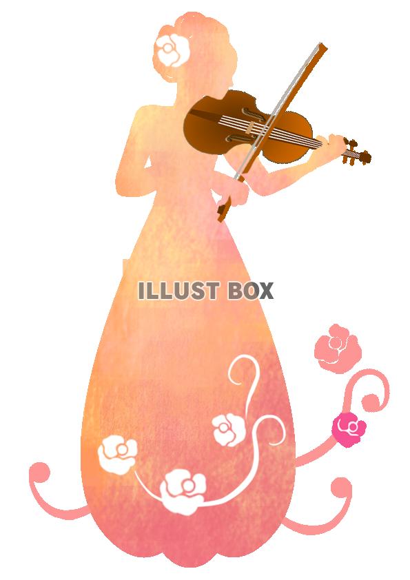 無料イラスト バイオリンを弾く女性