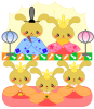 ひな祭り うさぎ ひな人形イラスト（ひな壇）[透過PNG]