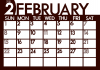 2015年2月横型のカレンダー