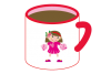 女の子の絵のついた子供用のマグカップ