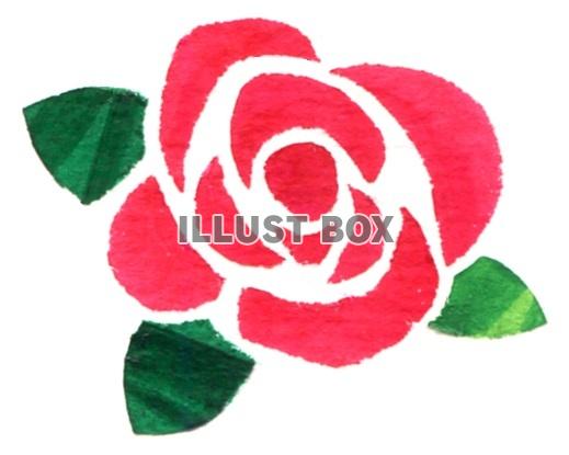 無料イラスト ちぎり絵風の赤いバラ