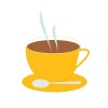 黄色いカップのコーヒー