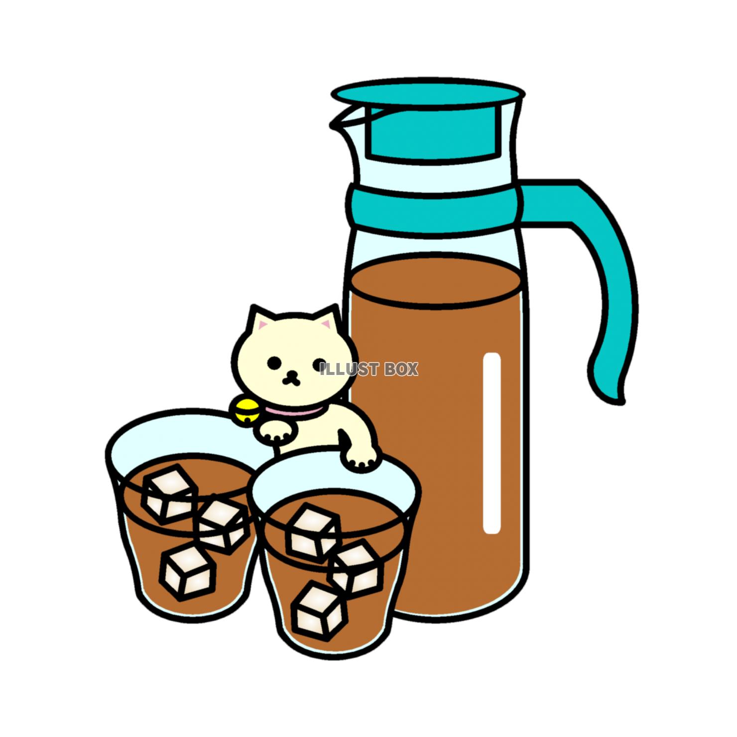 無料イラスト しろねこ麦茶