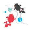 ぷくぷく金魚出目金いり　透過ＰＮＧ