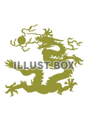 龍のイラストPNGグレー金茶色