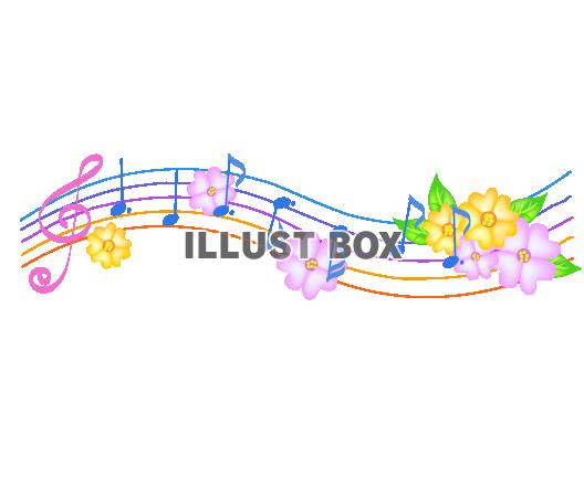 無料イラスト 花楽譜 音符付