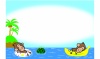 海でくつろぐおさるのグリーティングカード