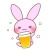 ビールで酔っ払っている？うさぎのイラストカット