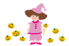 可愛い魔法使いの女の子とカボチャPNG