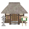 茅葺屋根のお寺　透過ＰＮＧ