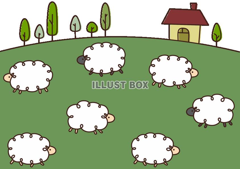【年賀状素材】牧場の羊【透過PNG】