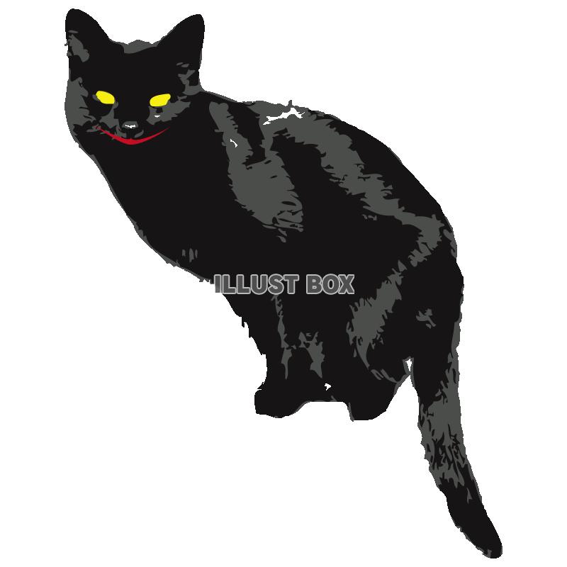無料イラスト ハロウィン素材 黒猫 化け猫01