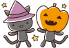 【ハロウィン素材】かぼちゃくんと魔女猫【透過PNG】