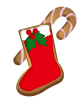 クリスマスブーツとキャンディのクッキー　透過ＰＮＧ