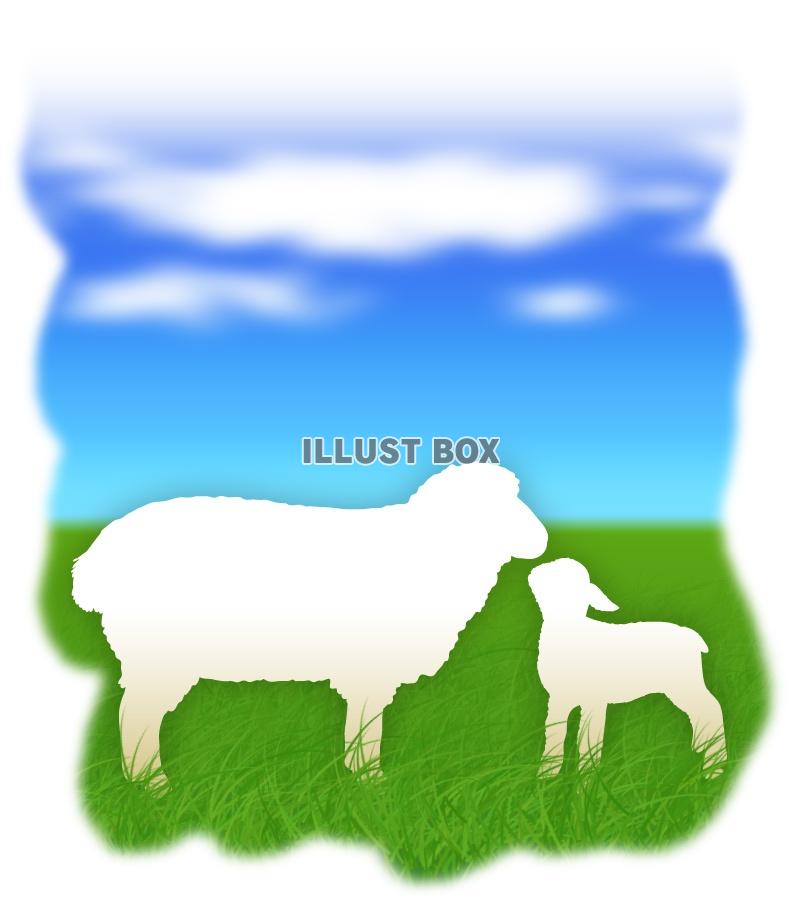 無料イラスト ワンポイントイラスト 年賀状羊 未年 草原シルエット01