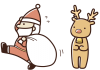  【クリスマス素材】がんばりサンタさんとトナカイ【透過PNG】