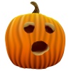 【ワンポイントイラスト】リアルなかぼちゃ08　ジャックオーランタン