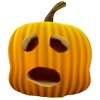 【ワンポイントイラスト】リアルなかぼちゃ09　ジャックオーランタン