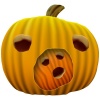 【ワンポイントイラスト】リアルなかぼちゃ14　ジャックオーランタン