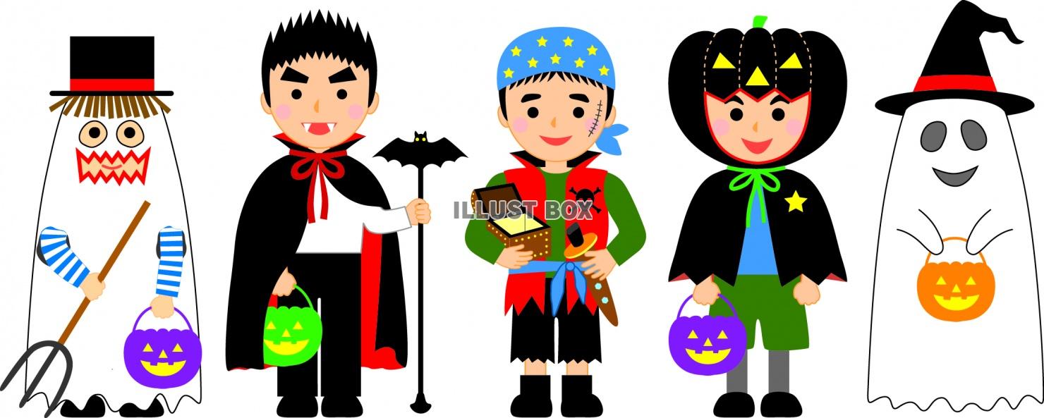 無料イラスト 仮装でハロウィン 男の子