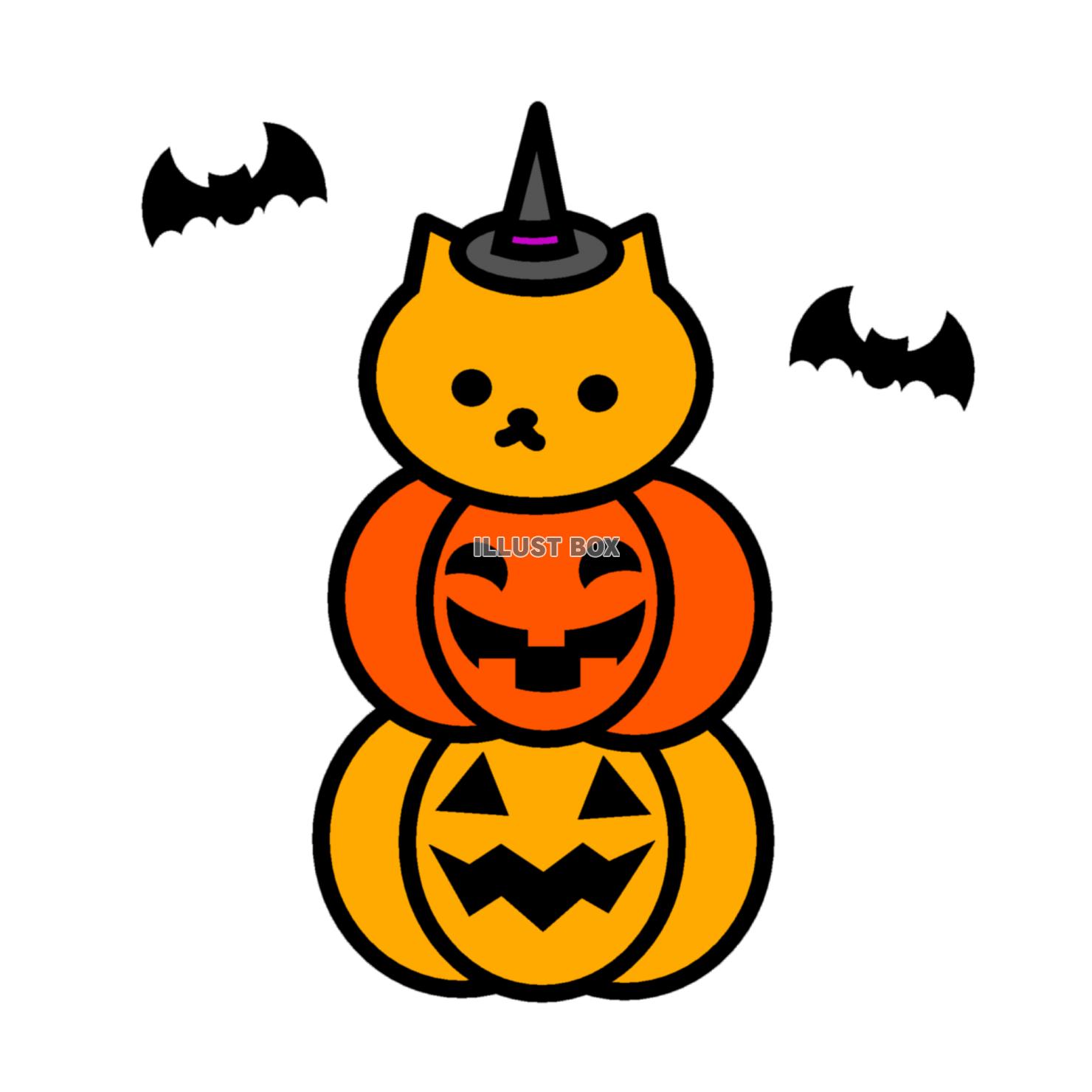 しろねこハロウィン　ジャックオランタン