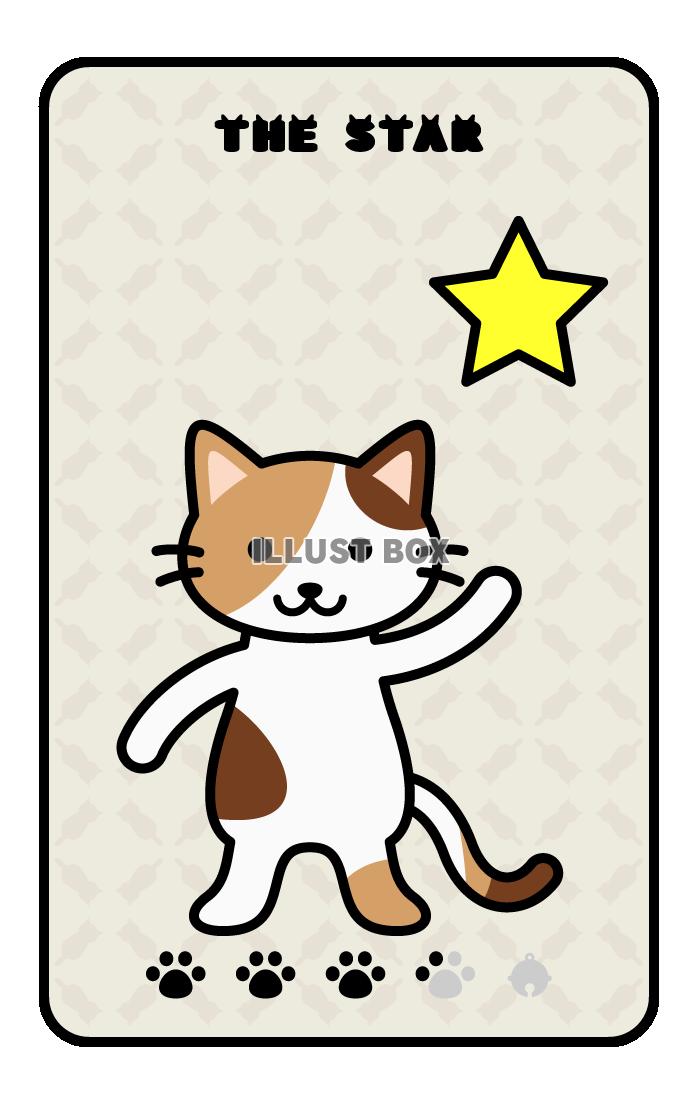 ネコのタロットカード17 星　(透過PNG)