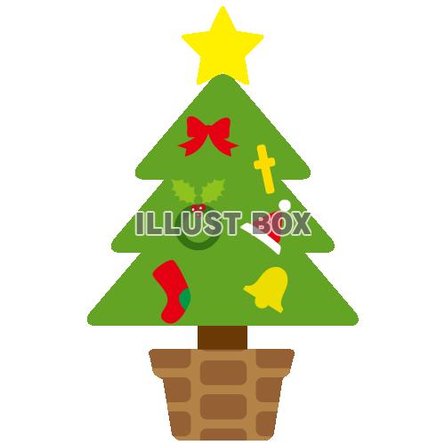 クリスマス　かわいいクリスマスツリーのイラスト【透過PNG】