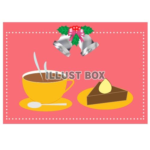 無料イラスト クリスマスベル コーヒーとケーキ