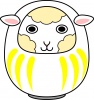 白い顔の羊のだるま（白・文字なし）