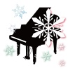 クリスマス　ピアノと雪の結晶イラスト