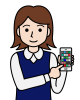 スマホを持つOLのイラスト　(透過PNG)