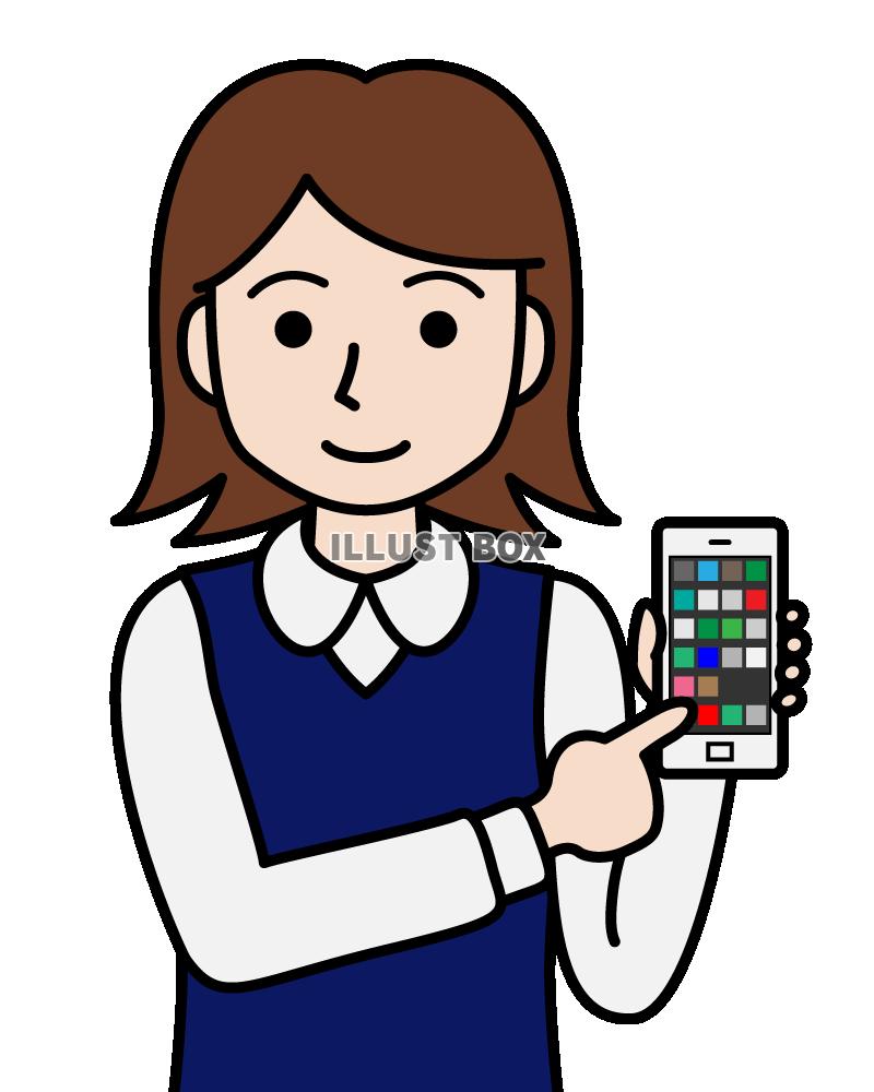 無料イラスト スマホを持つolのイラスト 透過png