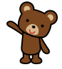 右手を上げているクマのイラスト　(透過PNG)